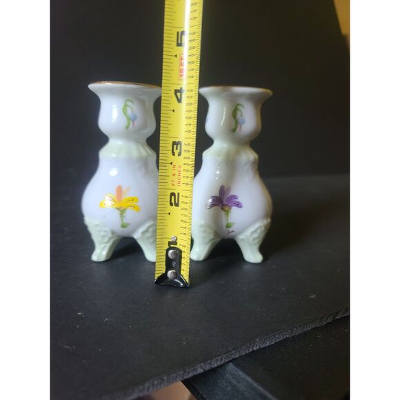 Rare Vintage Lissi Kaplan Giftcraft Crocuses Vintage China Candlestick Holders - Picture 8 of 9